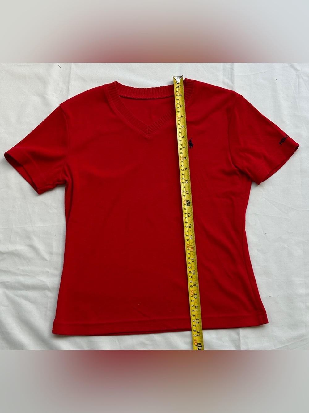 Red V-Neck Women's Top - Classic Short Sleeve